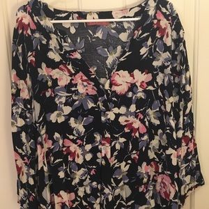 Navy floral blouse